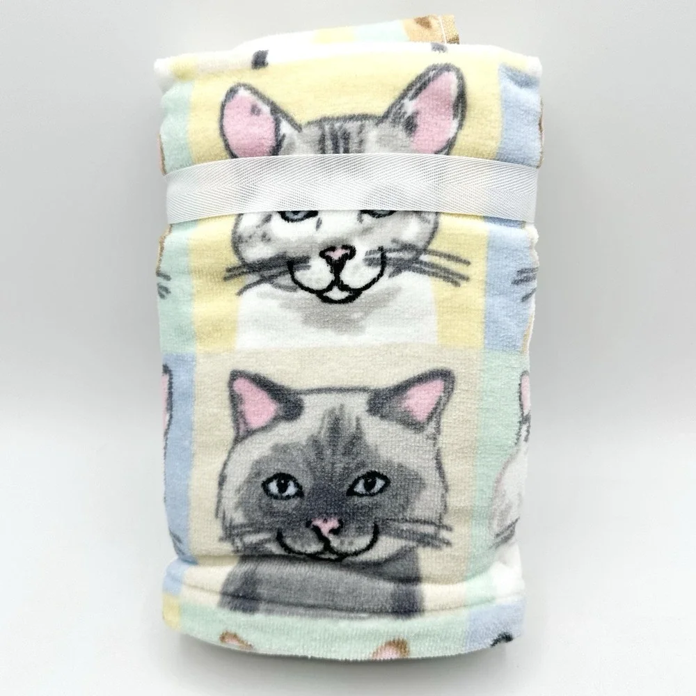 2 Deborah Connolly Designs Cat Portraits Hand Towel Colorful Cats NWT